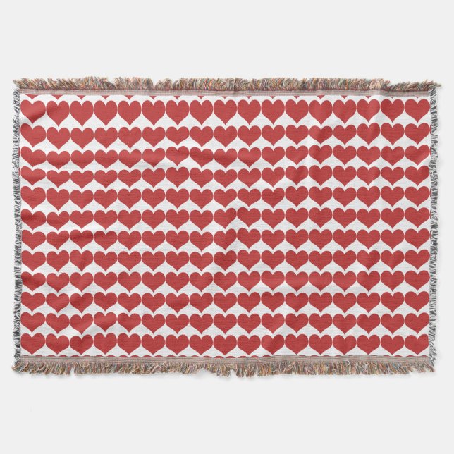 Rouge Motif Coeurs mignons Jetez la couverture (Devant)