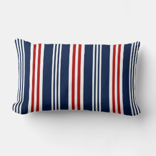 Rouge nautique, Blanc, Coussin Lumbar bleu marine
