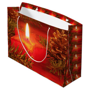 Rouge Noël Star Bougie Grand sac cadeau