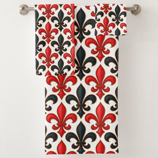 Rouge noir baroque Fleur de lis Motif Design (Créateur téléchargé)