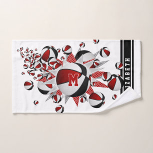 rouge noir basketballs stars filles monogrammed