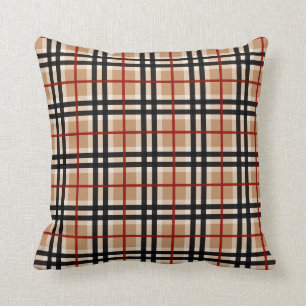 Rouge noir beige de coussin à la mode de plaid