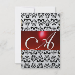 ROUGE NOIR BLANC DAMASSÉ MONOGRAMME rsvp argenté