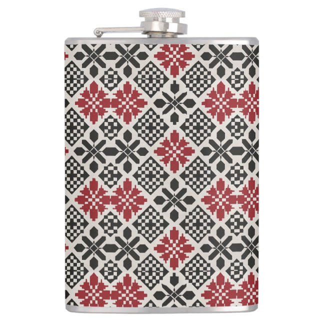 Rouge noir blanc Keffiyeh Folk Flacon Motif (Devant)