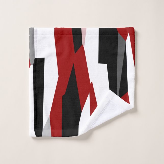 Rouge noir et blanc abstrait   (Gant de toilette)