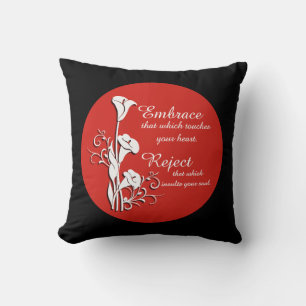 Rouge, noir et blanc calla lily Foi coussin