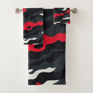 Rouge Noir Gris Blanc Camouflage Camo Motif