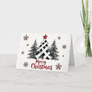 Rouge Noir Joyeux Arbres de Noël Cartes de Noël