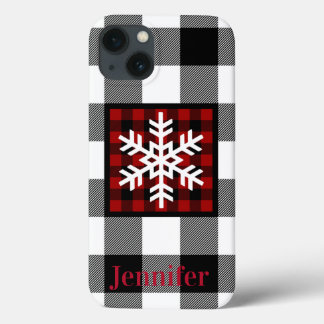 Rouge, Noir, Plaid de bison blanc, Coque de flocon