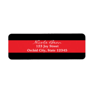 Rouge Noir rayé Chic Étiquettes de adresse d'invit