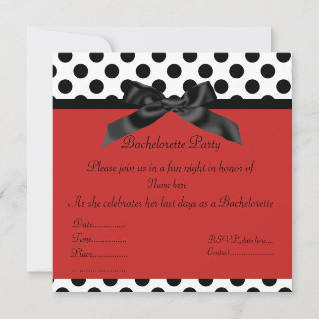 ROUGE NOIR SPOT BACHELORETTE INVITATION PARTI (Devant)