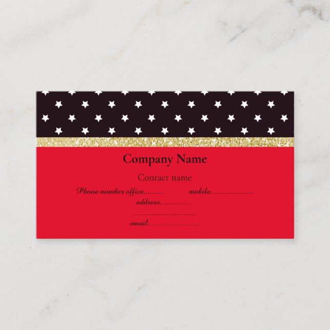 ROUGE NOIR STAR BOW OR CARTE DE VISITE (Devant)