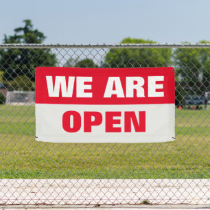 Rouge nous sommes ouvert modèle signe de bannière 