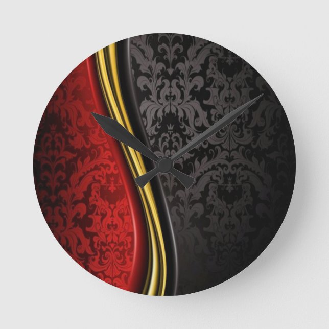 ROUGE OR & BLACK BAROQUE MUR MOTIF HORLOGE (Recto)