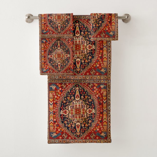 Rouge orange antique Vintage tapis oriental (En situation)