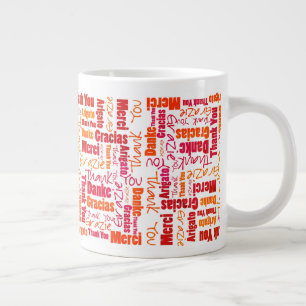 Rouge Orange Merci multilingue Géant Café Mug