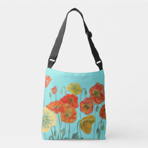 Rouge Orange Shabby Poppy Crossbody Sac Aqua Flora