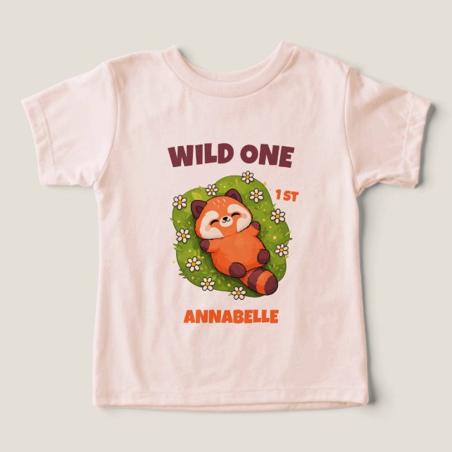 Rouge Panda Premier Anniversaire Enfants Sauvage (Design Recto)