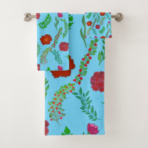 ROUGE PEONY ET FLEURS POPPY AVEC FEUILLES VERTS