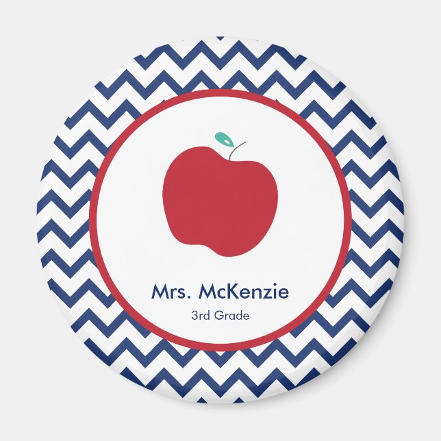 Rouge Pomme et marine Chevron Magnet enseignant (Devant)