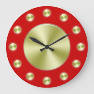 Rouge profond et Golds Élégante horloge murale