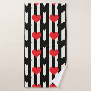 Rouge rayé Noir Amour Coeur Motif Design