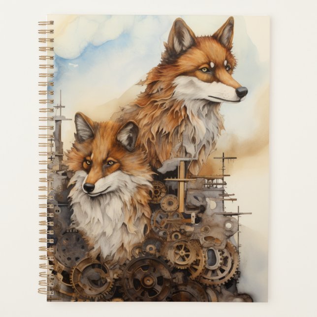 Rouge renard Couple Steampunk Aquarelle 3 (Devant)