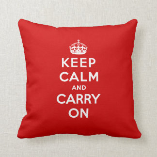 Rouge Restez calme et continuez sur Coussin