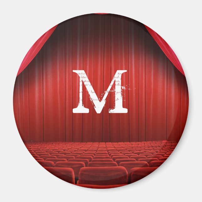 Rouge Rideau Théâtre Monogramme Aimant initial (Devant)