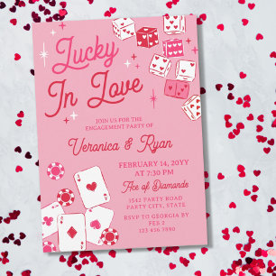 Rouge Rose Chanceux en Amour Cartes de Dés Fiançai