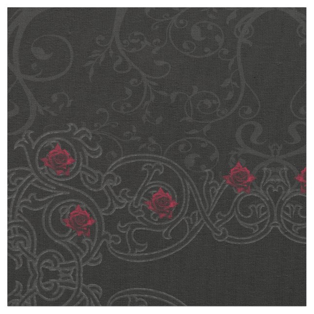 Rouge Rose Damask Scroll tissu gothique (Fermer)