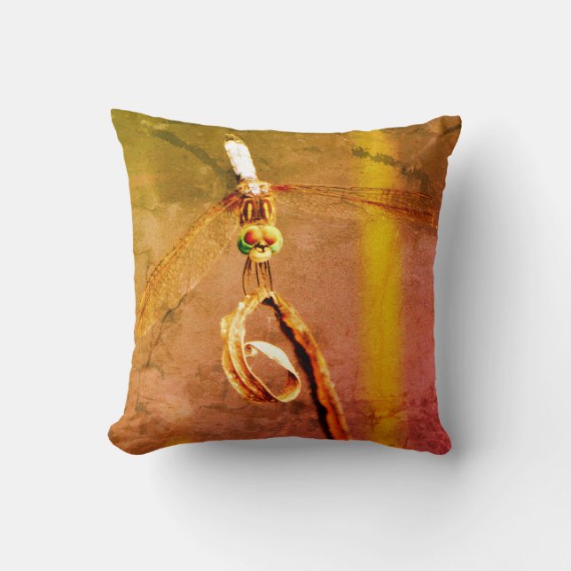 rouge rose et jaune Coussin libellule oculaire tur (Recto)