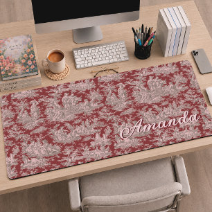Rouge rose romantique Toile de Jouy Monogramme fra
