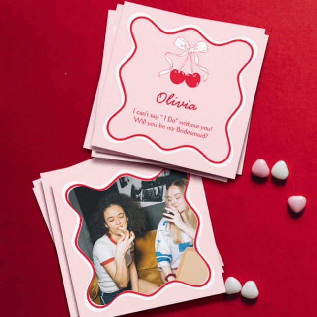 Rouge Rose Seras-tu ma demoiselle d'honneur Carte  (Créateur téléchargé)