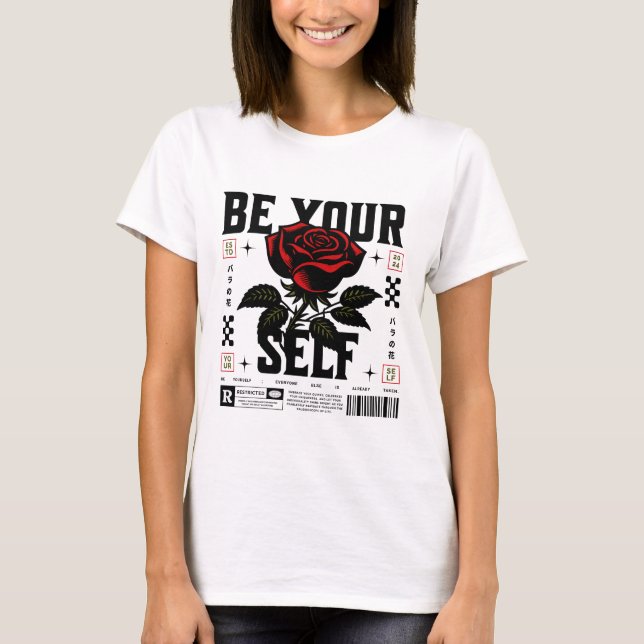 Rouge Rose Soyez Vous-même Graphique T-Shirt (Devant)