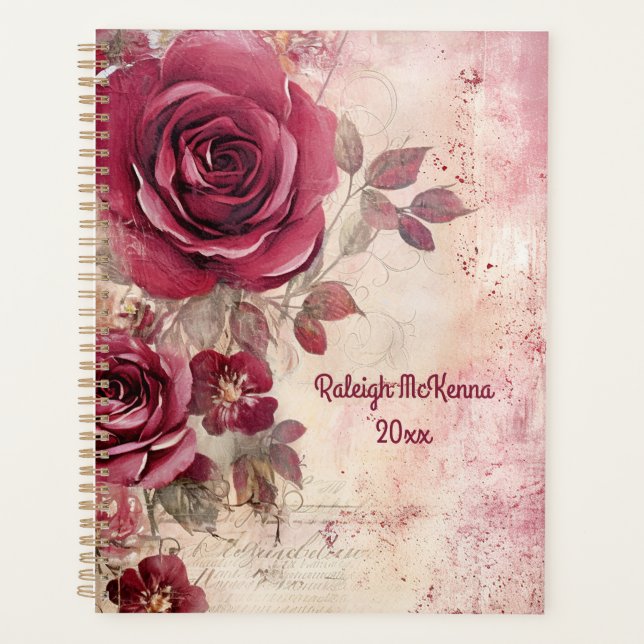 Rouge Roses Junk Style de journal Illustration cla (Devant)