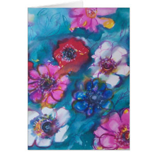 ROUGE ROUGE BLANC FLEURS COLORÉES EN BLEU