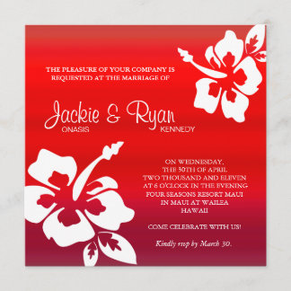 Rouge rouge de ketmie de faire-part de mariage de