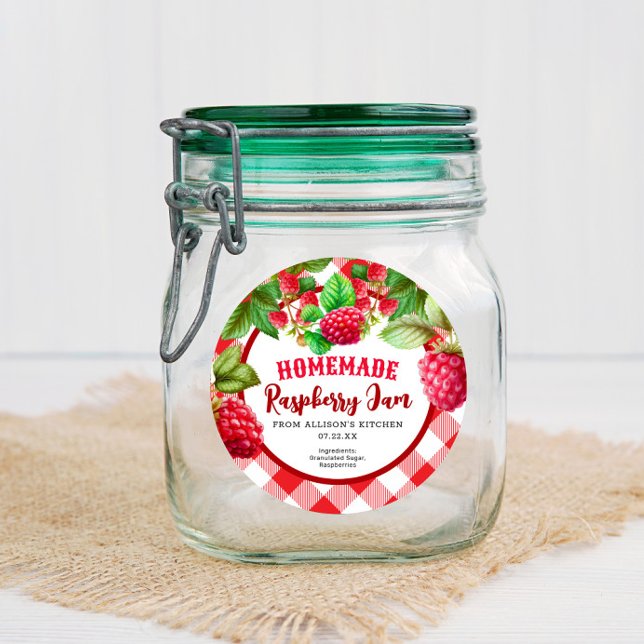 Rouge Russe En vichy framboise Jam Jar Étiquette (Créateur téléchargé)