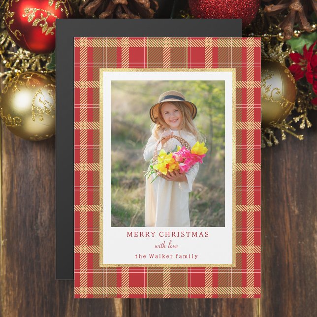Rouge rustique chaud & Gold Plaid Photo (Créateur téléchargé)