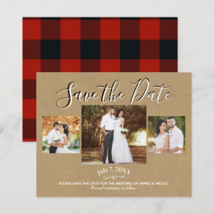 Rouge Rustique Kraft Buffalo Plaid Photo Save the 