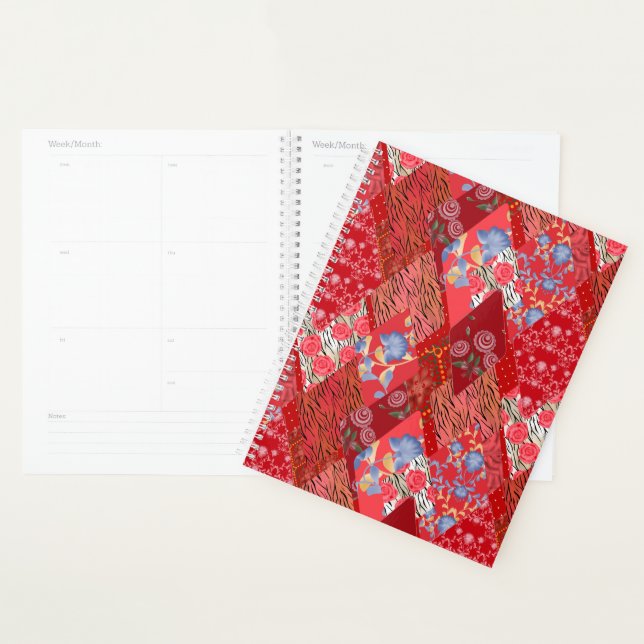 Rouge, rustique, patchwork (Devant avec enveloppe)