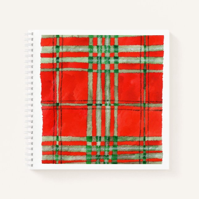 ROUGE SCOTT TARTAN 8,5x8,5 Carnet spiral (Devant)