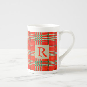 ROUGE SCOTT TARTAN os Chine Mug + Initiale