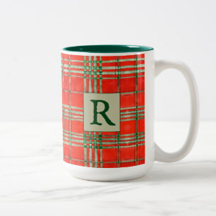 ROUGE SCOTT TARTAN Tall Green Mug à deux tons + In