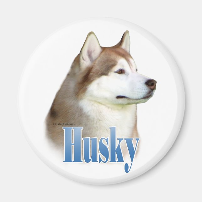 Rouge Sibérien Husky Nom - Magnet (Devant)