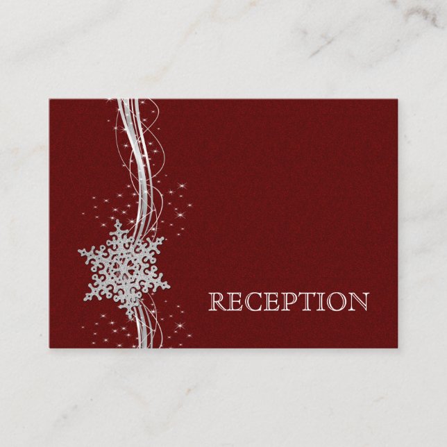 rouge Silver Snowflakes mariage invitation (Devant)