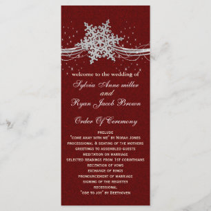rouge Silver Snowflakes programmes de mariage long