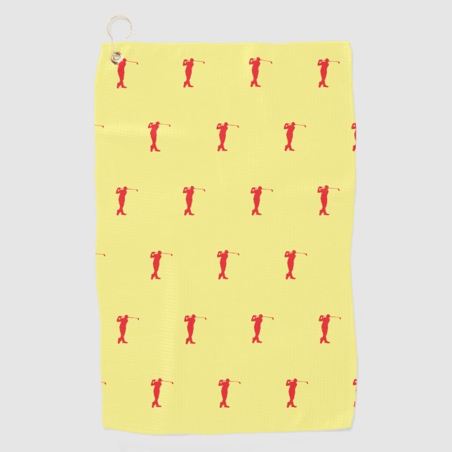 Rouge Sports Golfer Silhouette Golf Serviette (Devant)