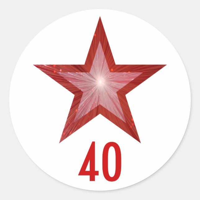 Rouge Star "40" rond autocollant blanc (Devant)